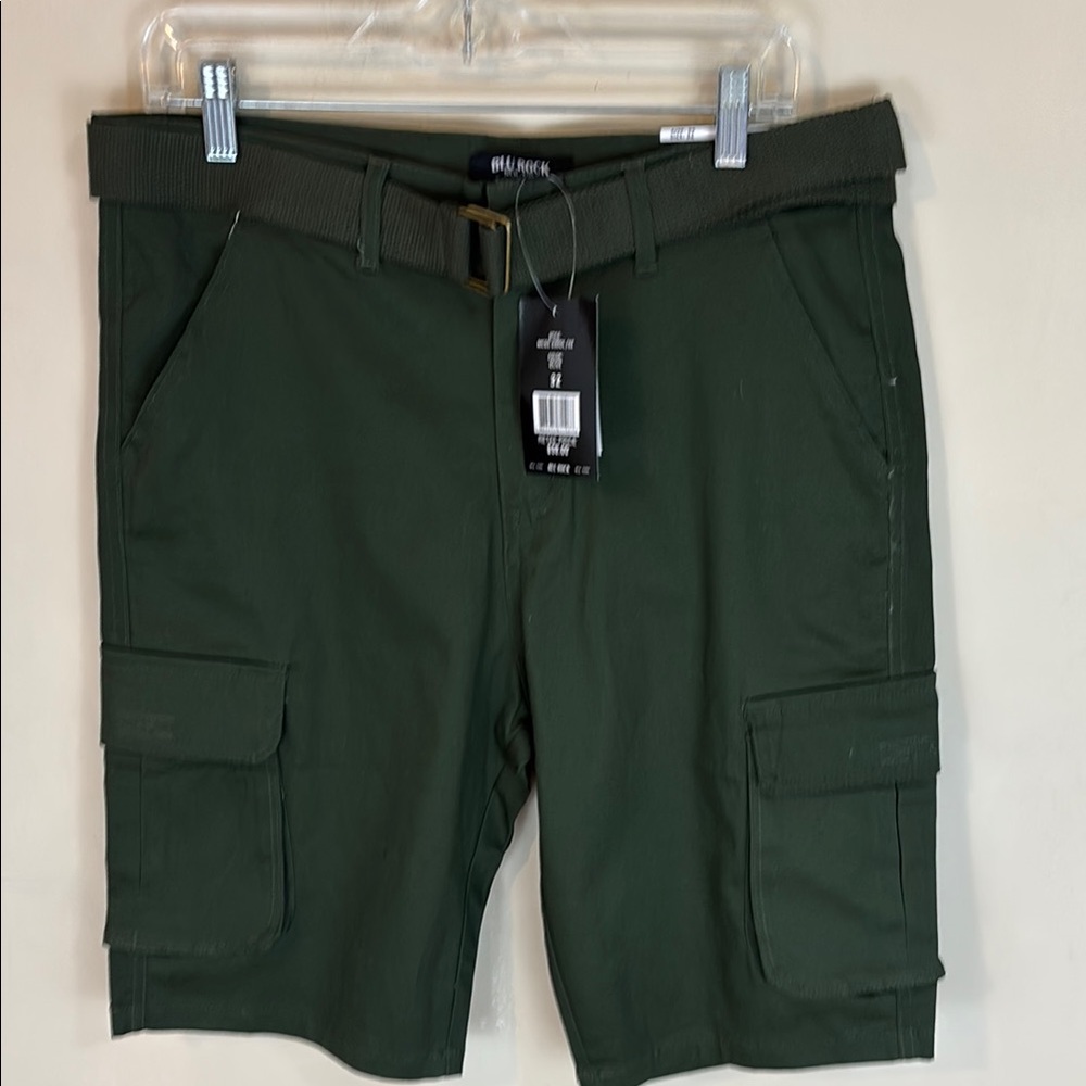 Blu Rock Olive Flex Stretch Cotton Cargo Shorts Size 32 NWT